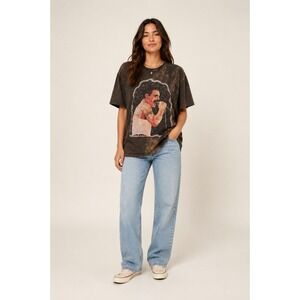 No Time Freddie Mercury Mosaic Graphic T-Shirt Acid Wash Brown Large